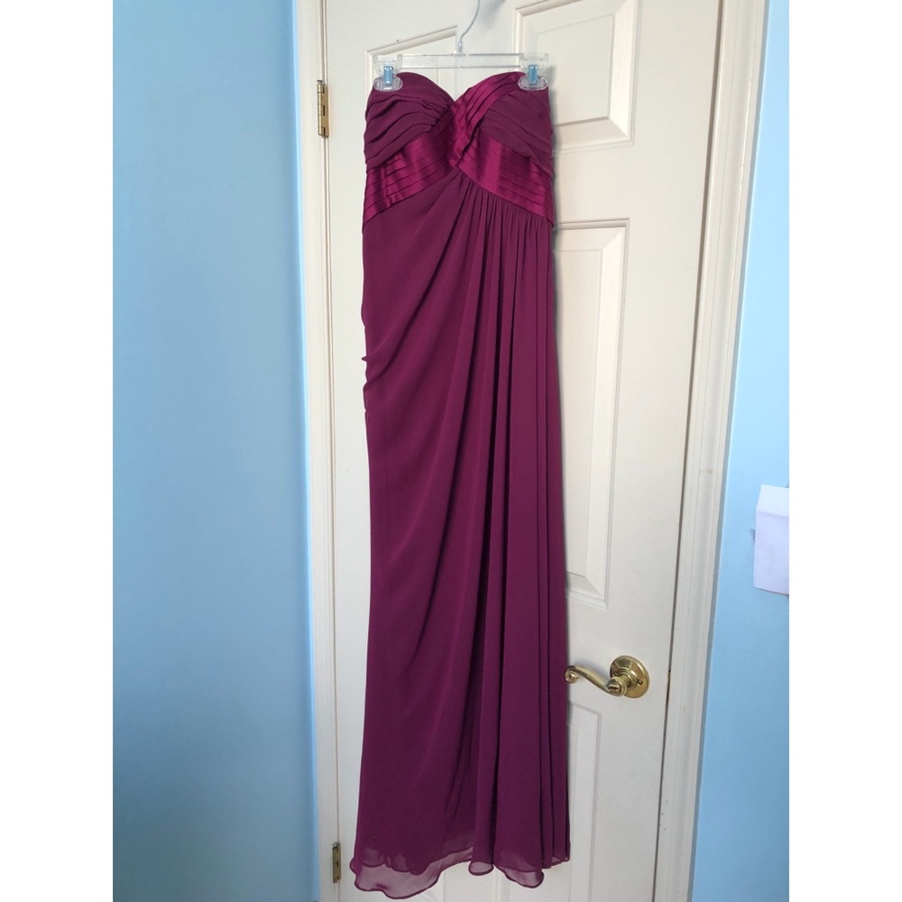 Maroon Chiffon Strapless Dress